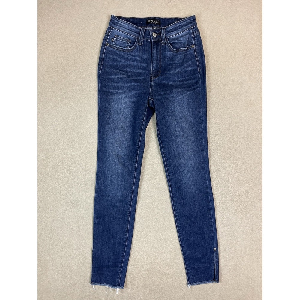 Judy Blue Jeans Womens 1/25 Blue Skinny Fit Slit Ham Mid Rise Stretch Denim